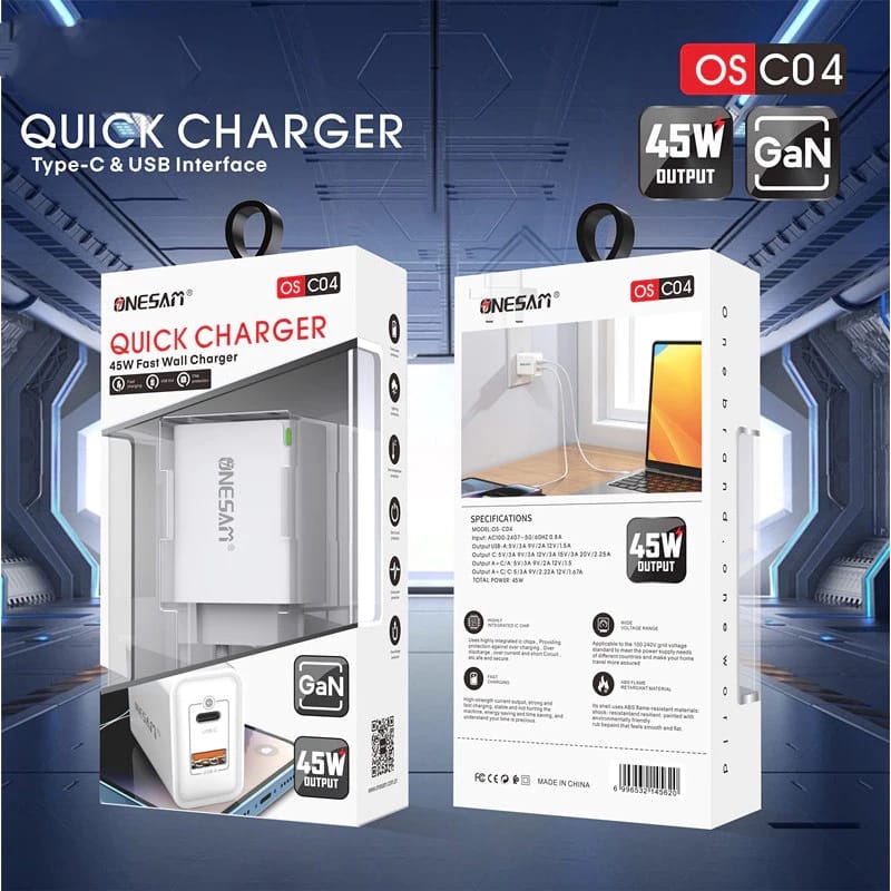 Onesam 45W GaN Quick Fast Charging Adapter OS-C04