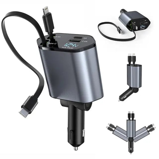 Allison 120W 4 IN 1 Retractable Car Charger ALS-A502