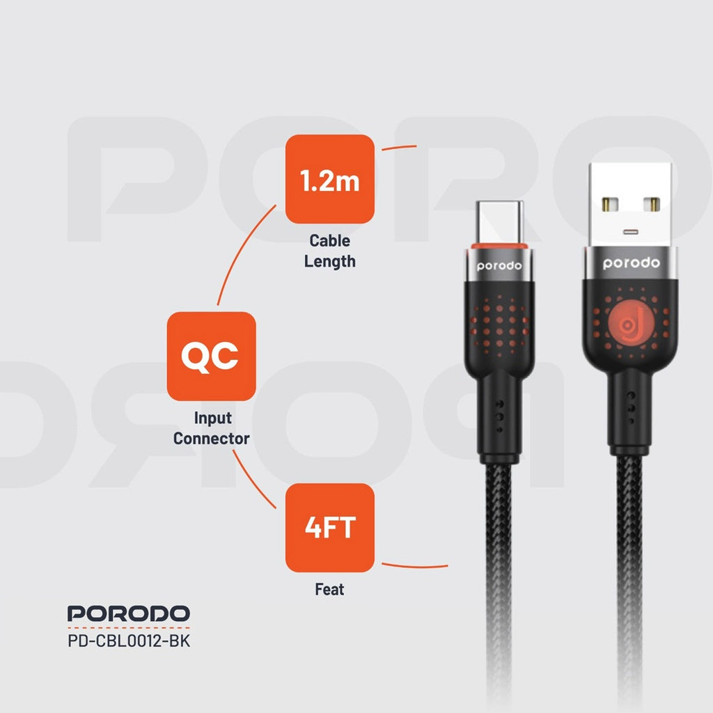 Porodo Braided Cable USB-A to USB-C