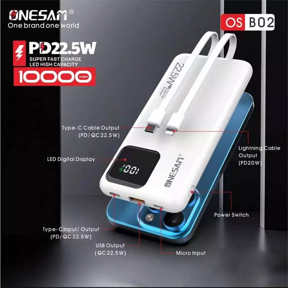 Onesam 22.5W 10000 mah power bank OS-B02