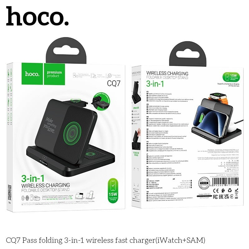 Hoco 3-in-1 Wireless Charging Foldable Desktop Stand CQ7