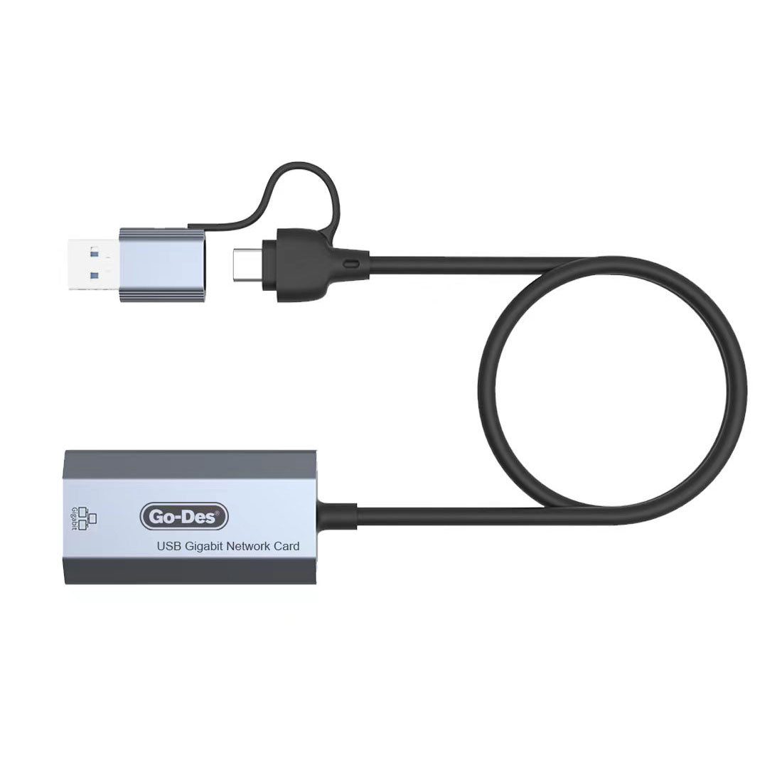 Go-Des GD-6836 Type-C and USB-A Gigabit Ethernet Converter Cable 1000Mbps