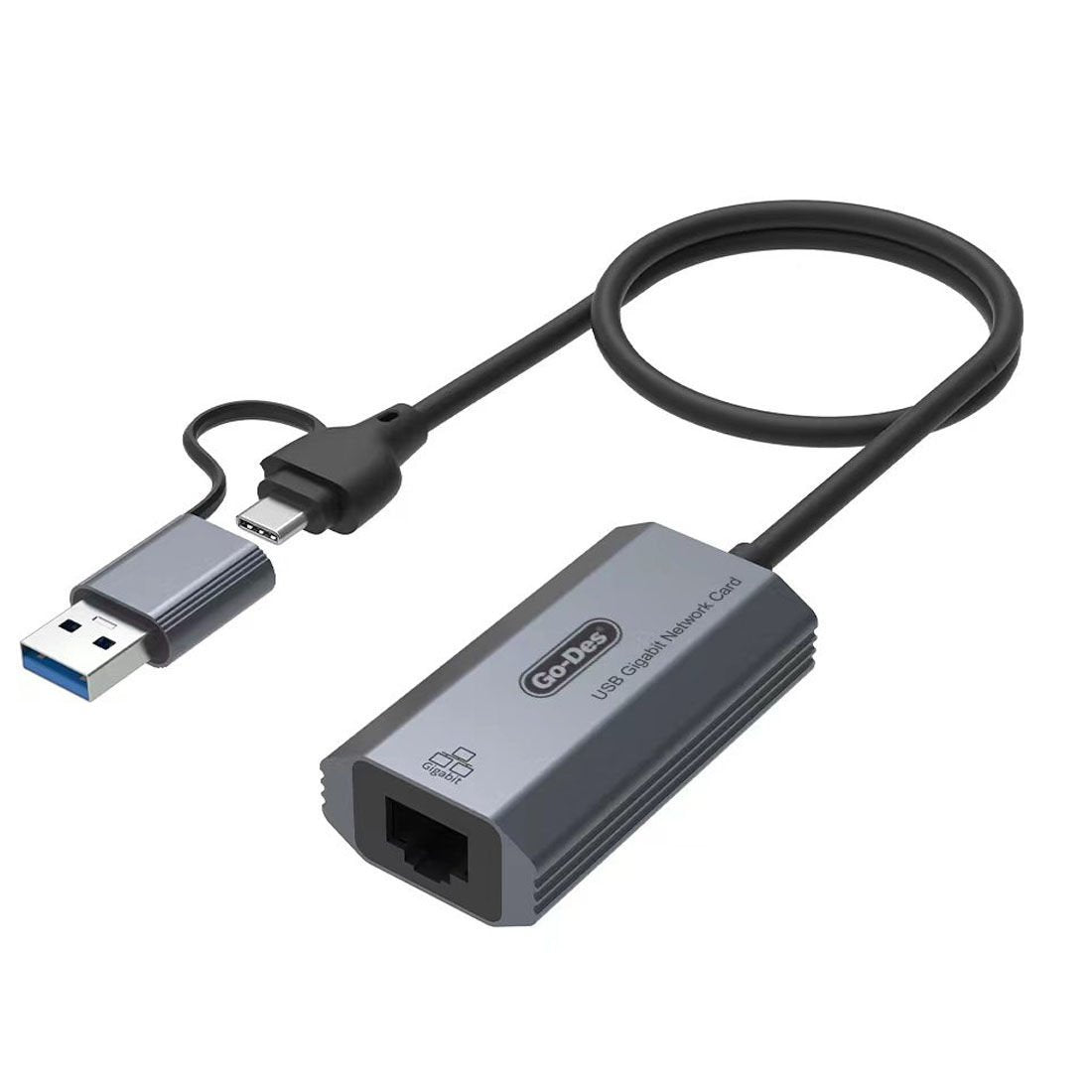 Go-Des GD-6836 Type-C and USB-A Gigabit Ethernet Converter Cable 1000Mbps