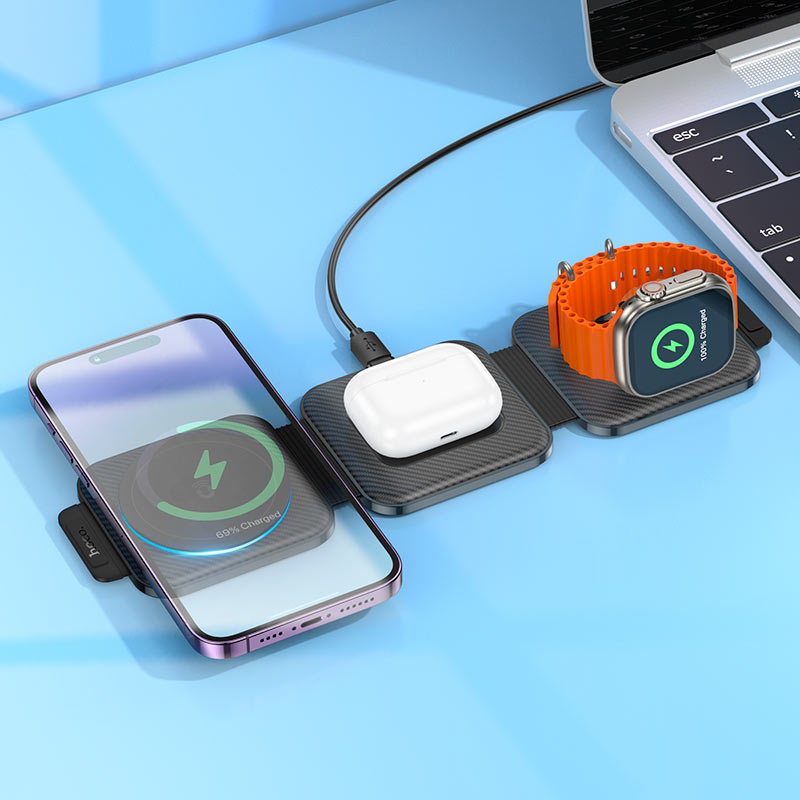 Hoco Wireless charger CQ4 Unique folding 3-in-1