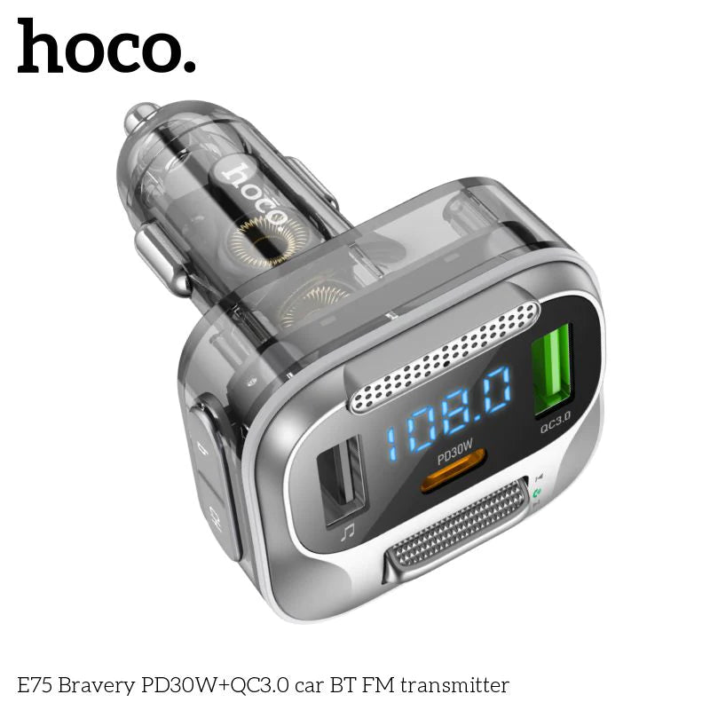 Hoco E75 30W PD USB QC3.0 Car Bluetooth MP3 FM Transmitter Charger