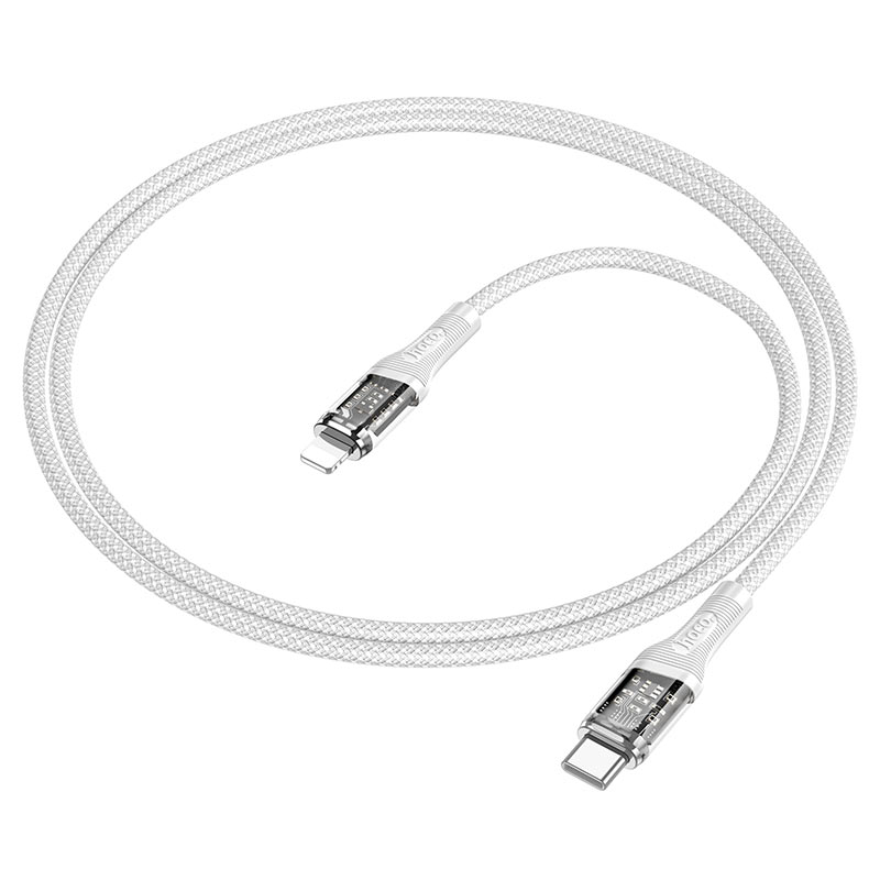 Hoco U115 Type C to Type C PD 100W Transparent Data Cable With Display