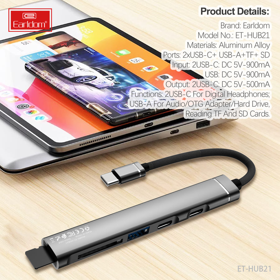 Earldom ET-HUB21 5-in-1 USB Type-C HUB